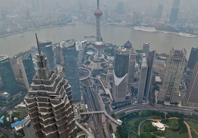 Cityscape of Shanghai under pollution - environmental challenges in Chinese cities